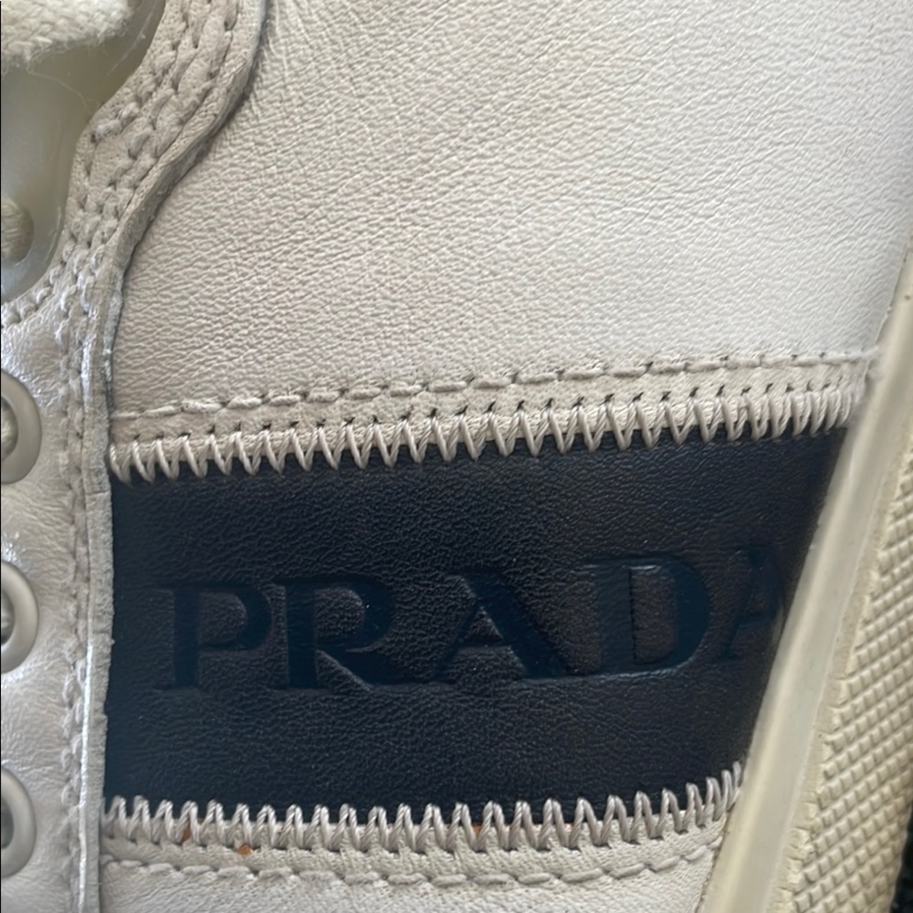 Prada White and Blue Men's Sneakers Size 6.5 Unisex - Picture 3 of 13